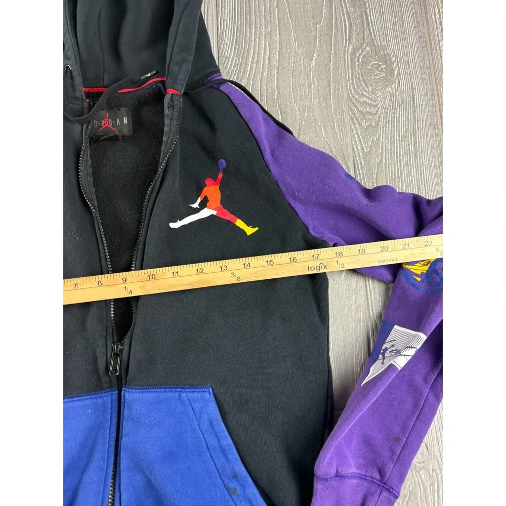 Jordan Color Block Zip Up Hoodie Mens Small Black Red Purple Blue Full Zip